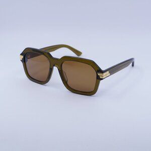 Bottega Veneta BV1123S 004 Sunglasses Transparent Green Square Frame